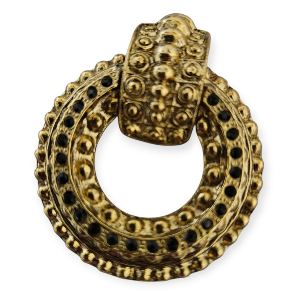 Gold and Black Statement Brooch.